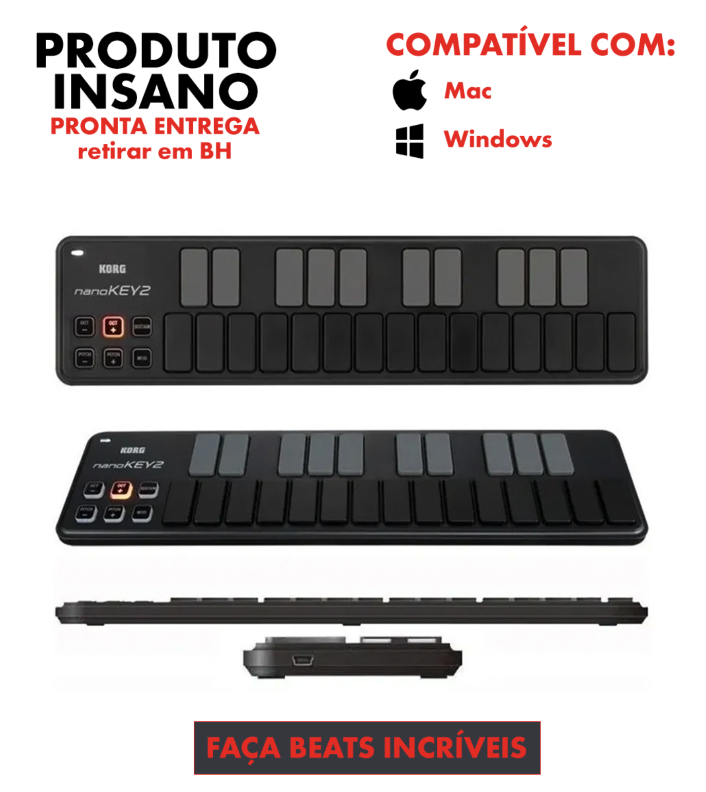 Mini Teclado - KORG - Nano Key 2 - Controlador - USB - COD:LNDSE