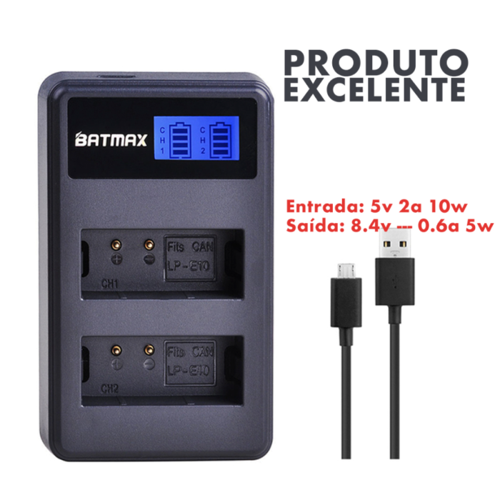 Carregador de Bateria Batmax - LP E10 - COD:LND