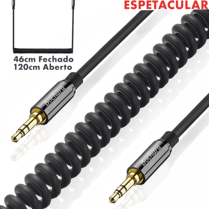 Cabo Auxiliar - P2 Macho para P2 Macho - Trs Para Trs - Espiral de Bochara - COD:LND