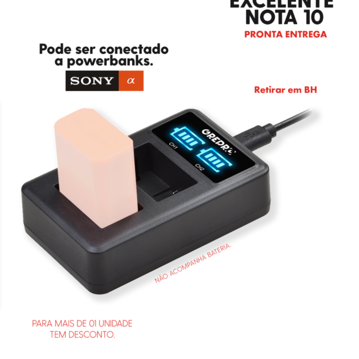 Carregador de Bateria Duplo - Grepro - NP FW50 - COD:LNDSE