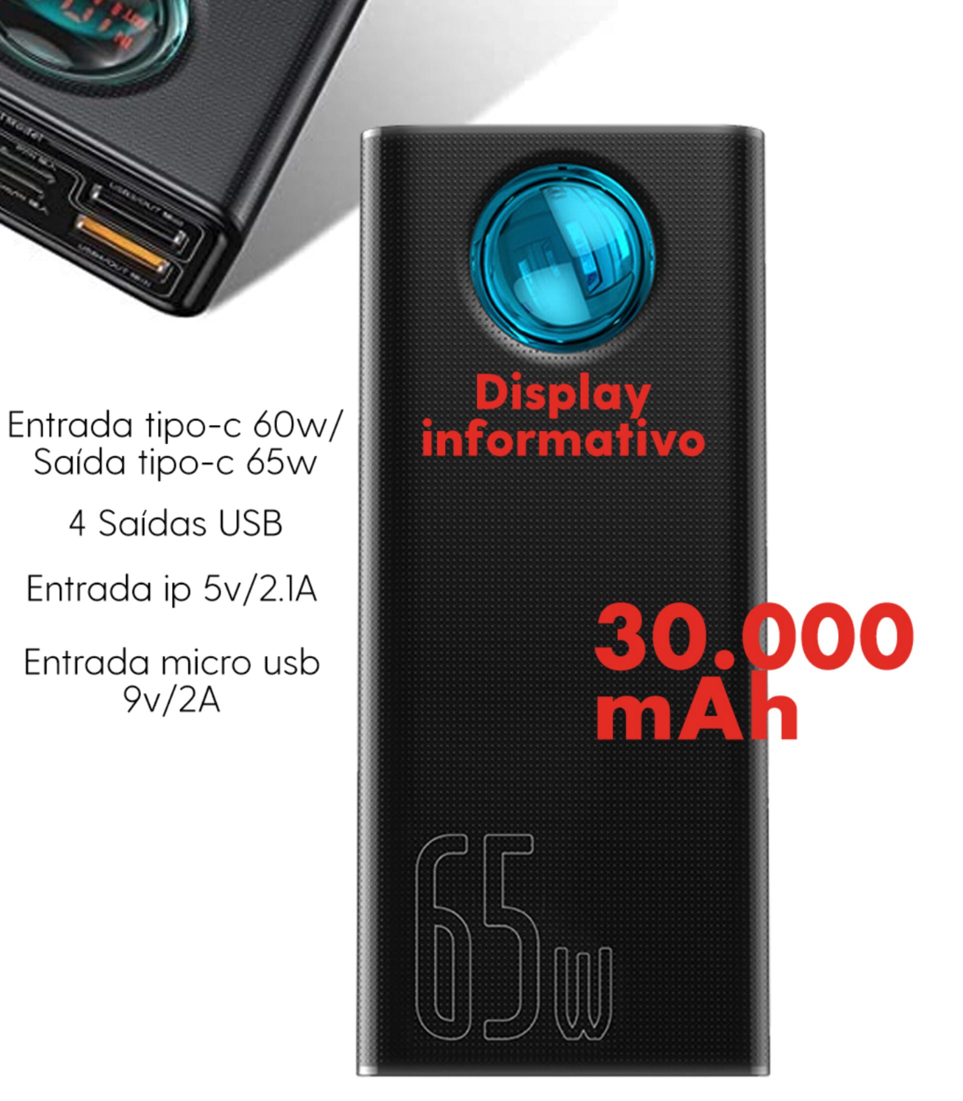 Power Bank - Baseus - 30.000mAh - COD:LNDSE - Imagem 2
