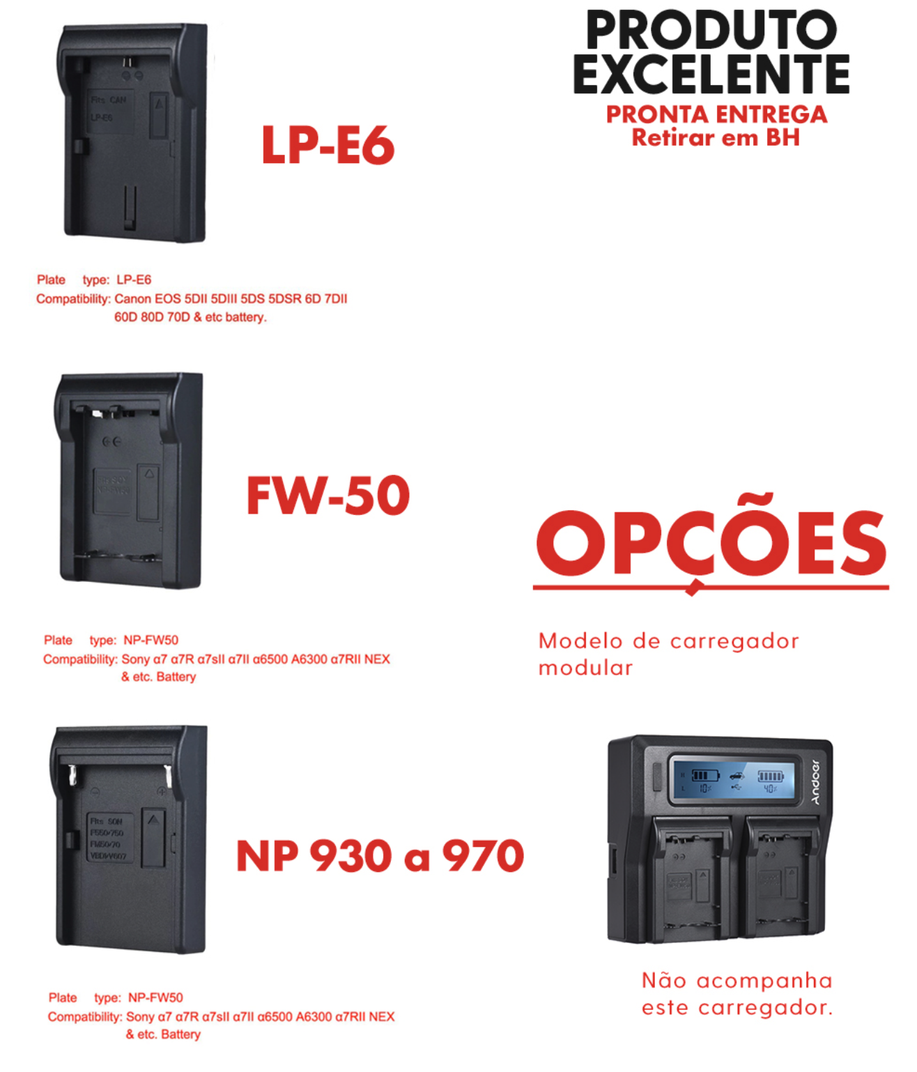 Modolus Variado - Andoer - para Carregador Andoer - COD:LND