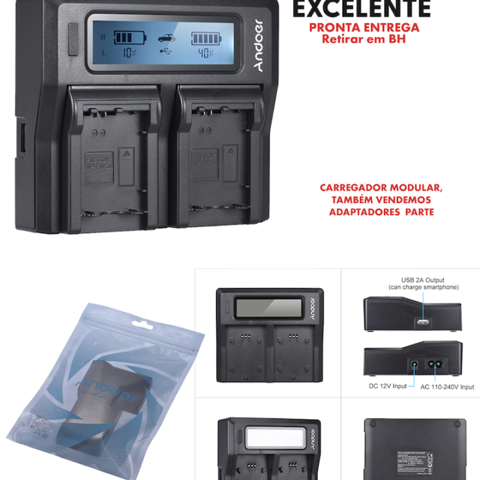 Carregador Modular Duplo - Andoer - para Baterias NP - COD:LNDSE