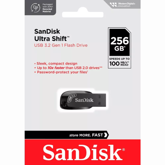 Pendrive - Sandisk - 256GB - Ultra Shift - USB - 3.0 - 100 MB/s - COD:LND
