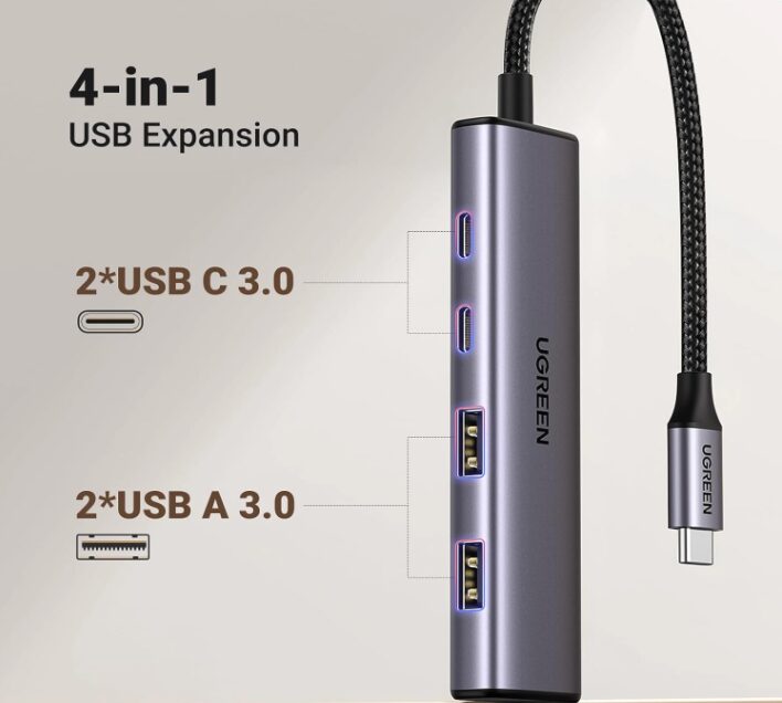 Hub UGREEN - 4 em 1 - Cabo USB-C com 4 Portas - CM473- COD:LND - Imagem 3