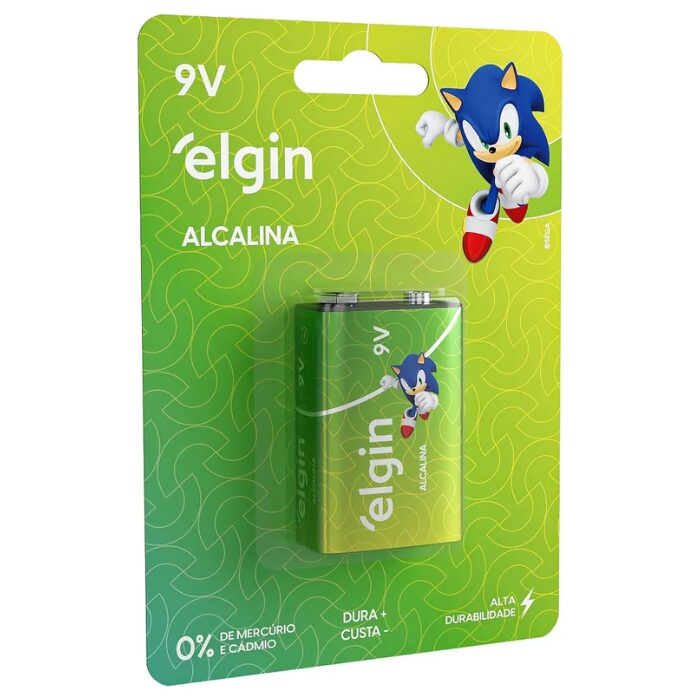 Bateria Alcalina - Elgin - 9V - 6LR61 - COD:LND