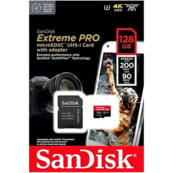 Cartão de Memória - SanDisk - 128GB - 200 MB/S - Extreme Pro - UHS-I - microSDXC com Adaptador SD - COD:LND