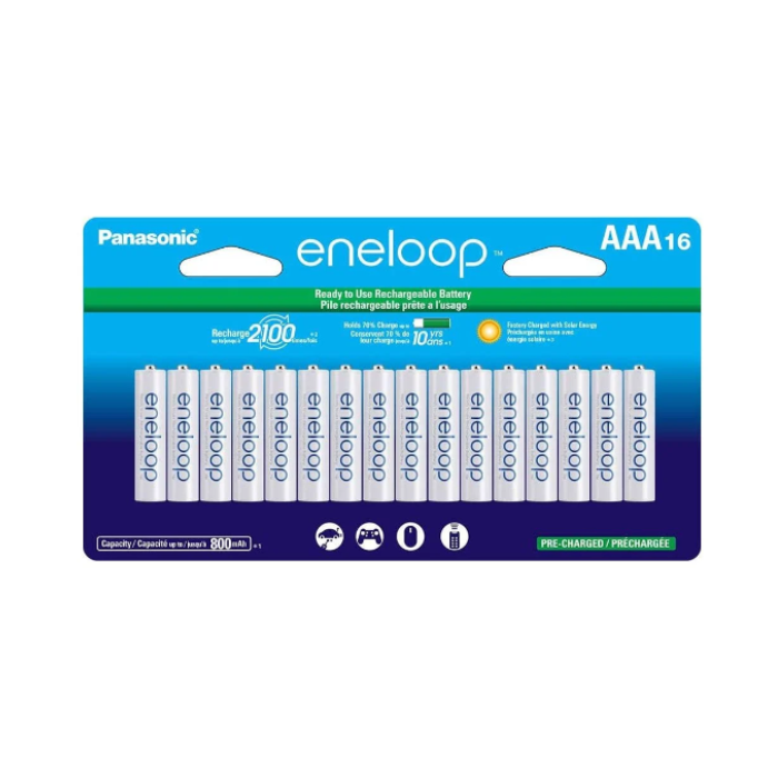 Kit com 16 Pilhas - Eneloop - Recarregáveis - AAA - Panasonic - COD:LNDSE