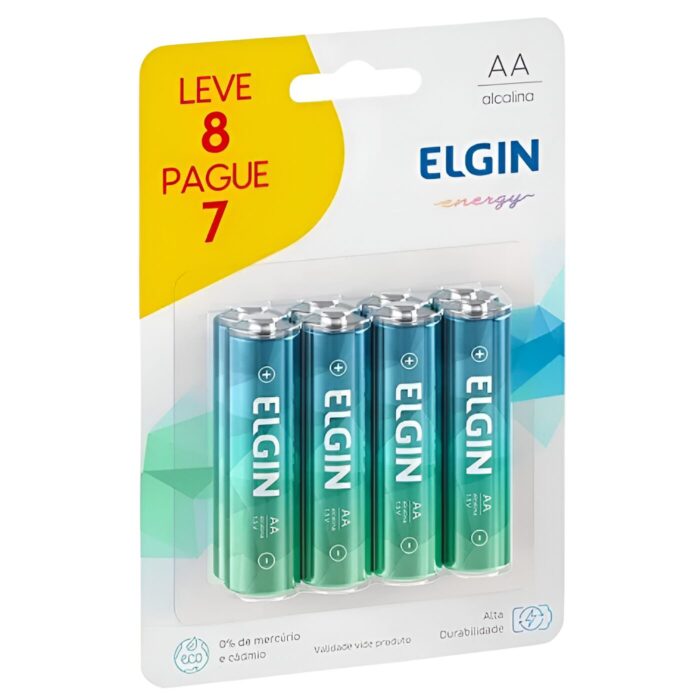 Kit com 8 - Pilhas Alcalinas - AA - LR6 Elgin - COD:LNDSE