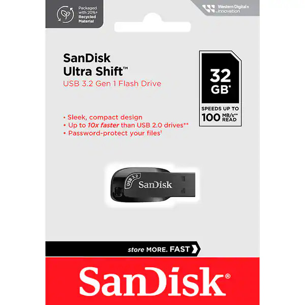 Pendrive - Sandisk - 32GB - Ultra Shift - USB 3.0 - Leitura até 100 MB/s - COD:LND