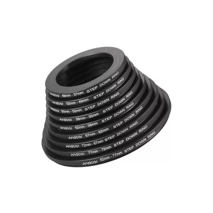 Conjunto Anel Adaptador Step Donw 49mm A 82mm – Kit 09 Aneis - COD:LND