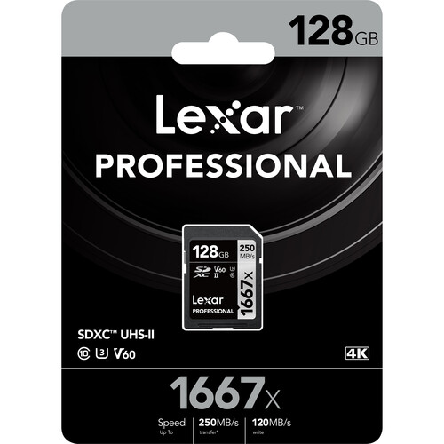 Cartão de Memória - Lexar - 128GB - Professional - V60 - 1667x - UHS-II - SDXC - COD:LNDSE
